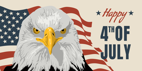 Bald Eagle With US Flag Independence Day Sign Template